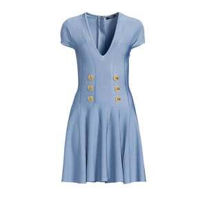 Balmain - 6-Button Fine Knit Mini Skater Dress - FR 42